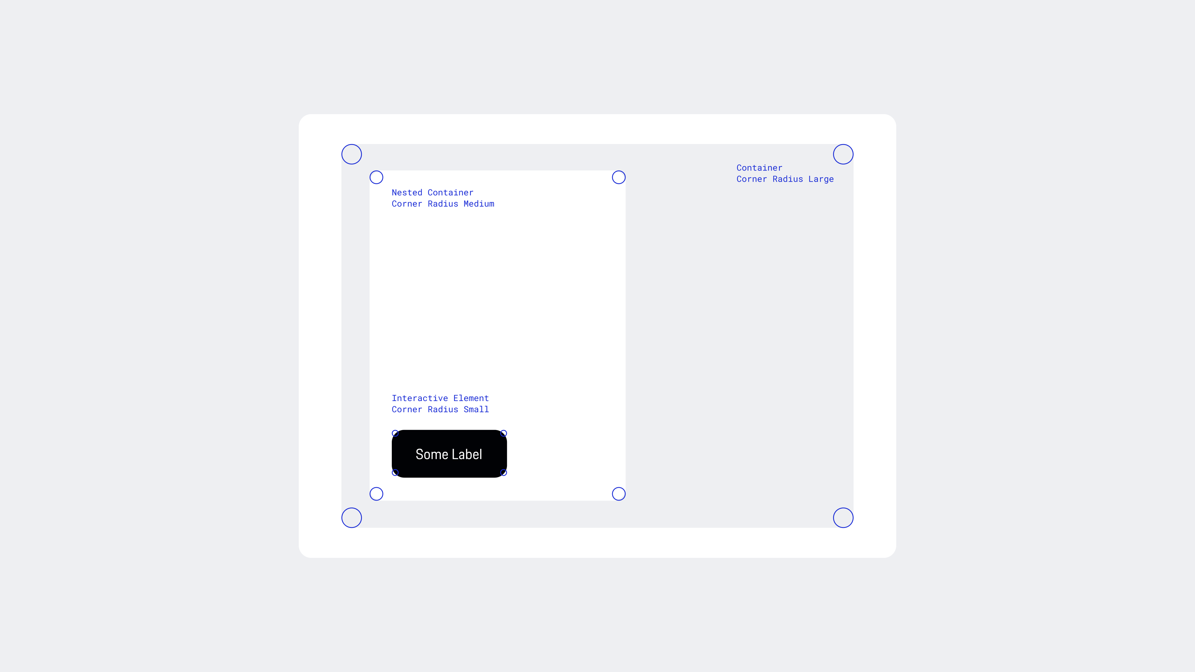 Nested interface showing small, medium and large corner-radius roles