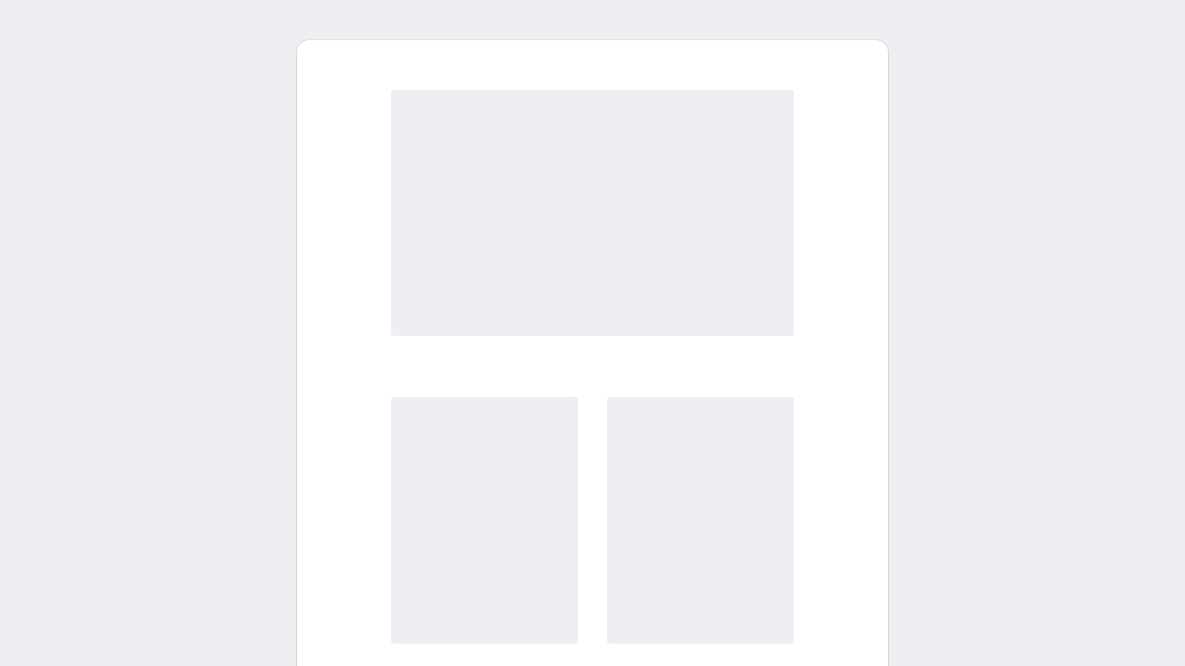 Spacious page composition with one large and two smaller content areas